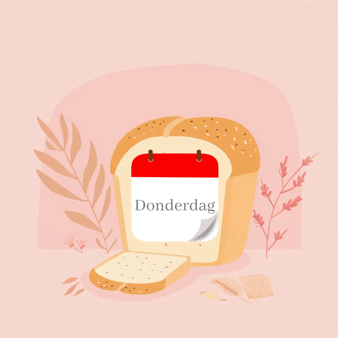 een afbeelding van een brood met een kalender - donderdag
